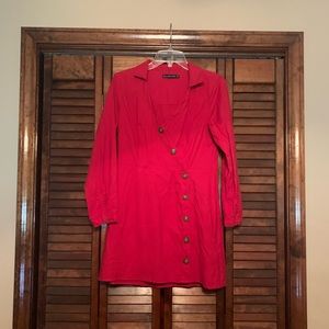 Abercrombie & Fitch red mini button up dress